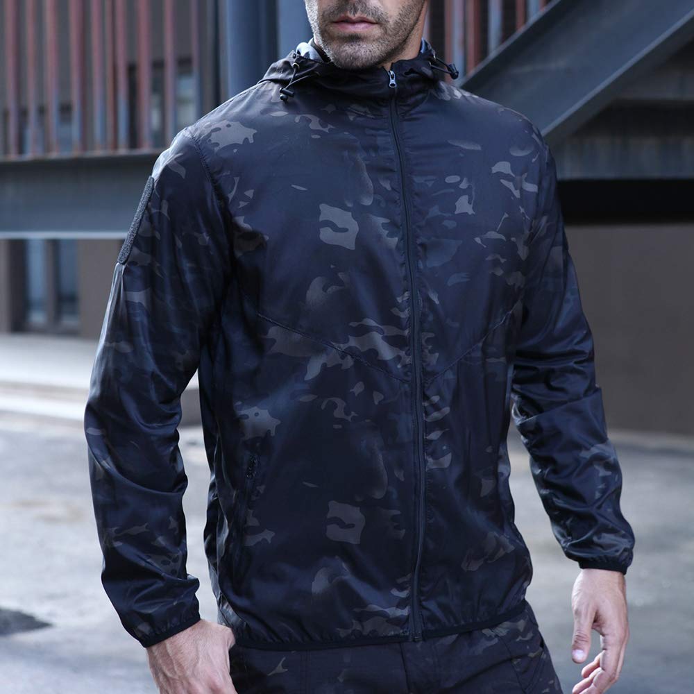 wudidianzi Abrigo de Camuflaje táctico con Capucha Suave Impermeable al Aire Libre para Hombre Chaqueta Cortavientos de esquí Chaqueta Deportiva para Senderismo