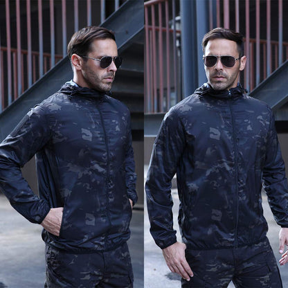 wudidianzi Abrigo de Camuflaje táctico con Capucha Suave Impermeable al Aire Libre para Hombre Chaqueta Cortavientos de esquí Chaqueta Deportiva para Senderismo