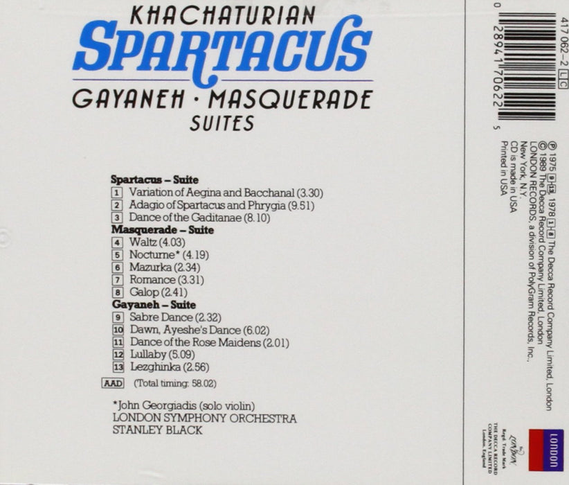 Khachaturian: Suites - Spartacus/Gayaneh/Masquerade