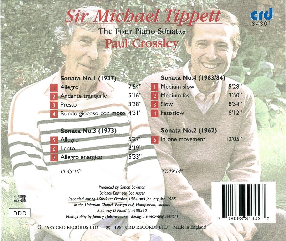 Sir Michael Tippett: The Four Piano Sonatas