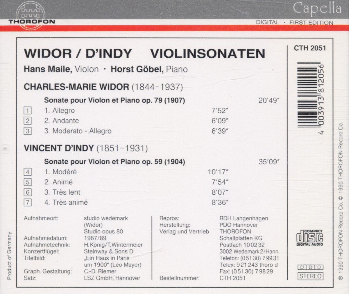 Widor / d'Indy: Violin Sonatas