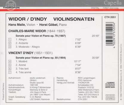 Widor / d'Indy: Violin Sonatas