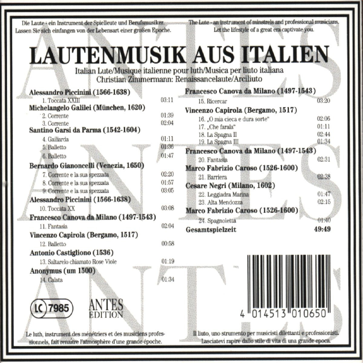 Lautenmusik Aus Italien