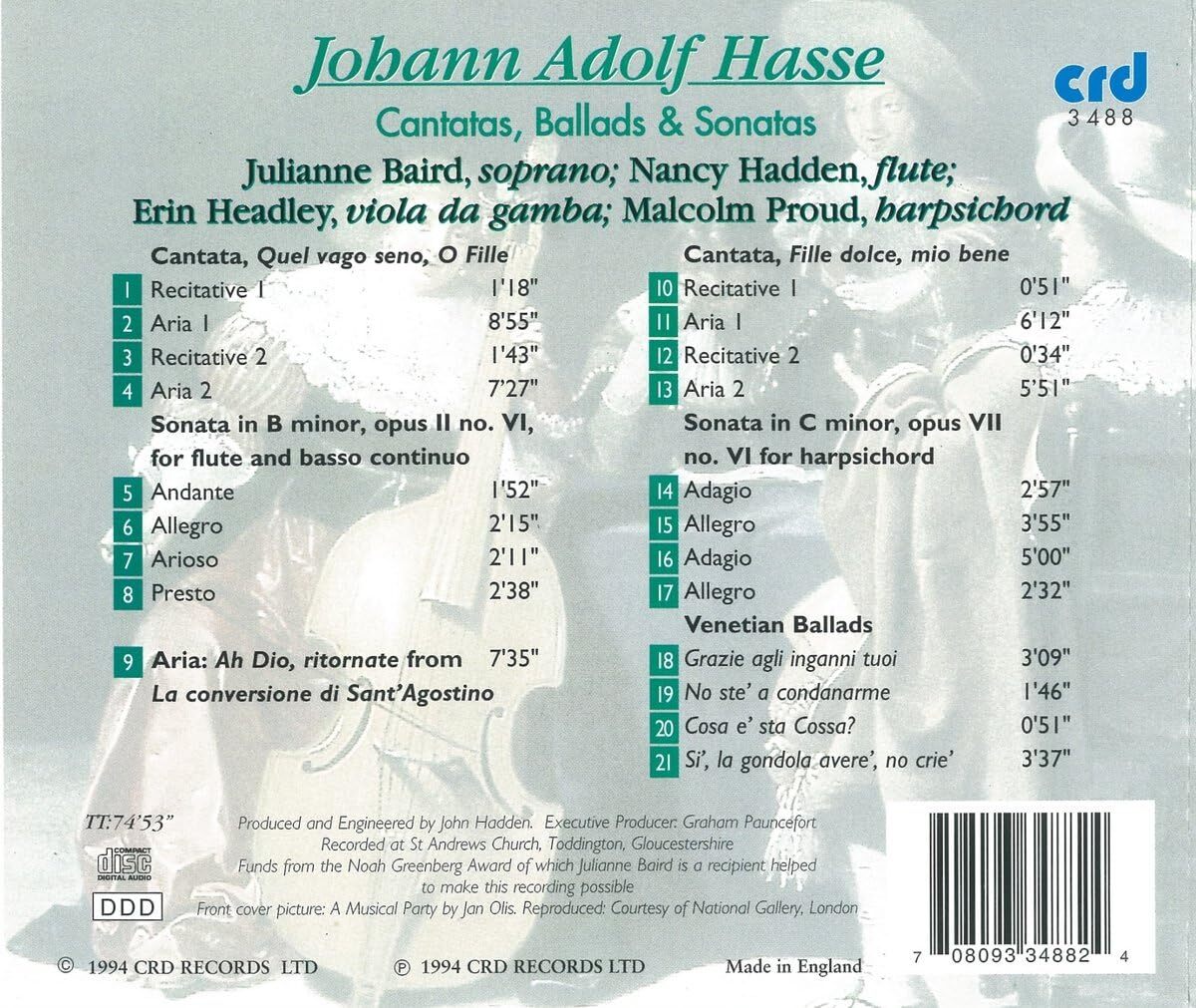 Johann Adolf Hasse: Cantatas, Ballads & Sonatas