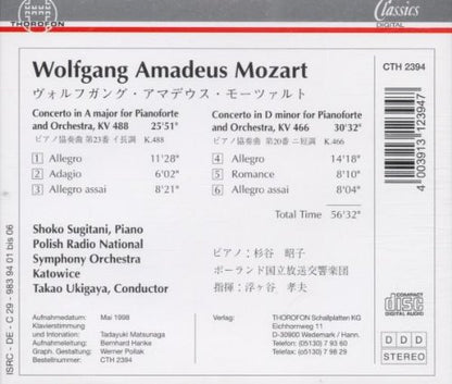 Concerti for Piano & Orch in a K 488 in D minor