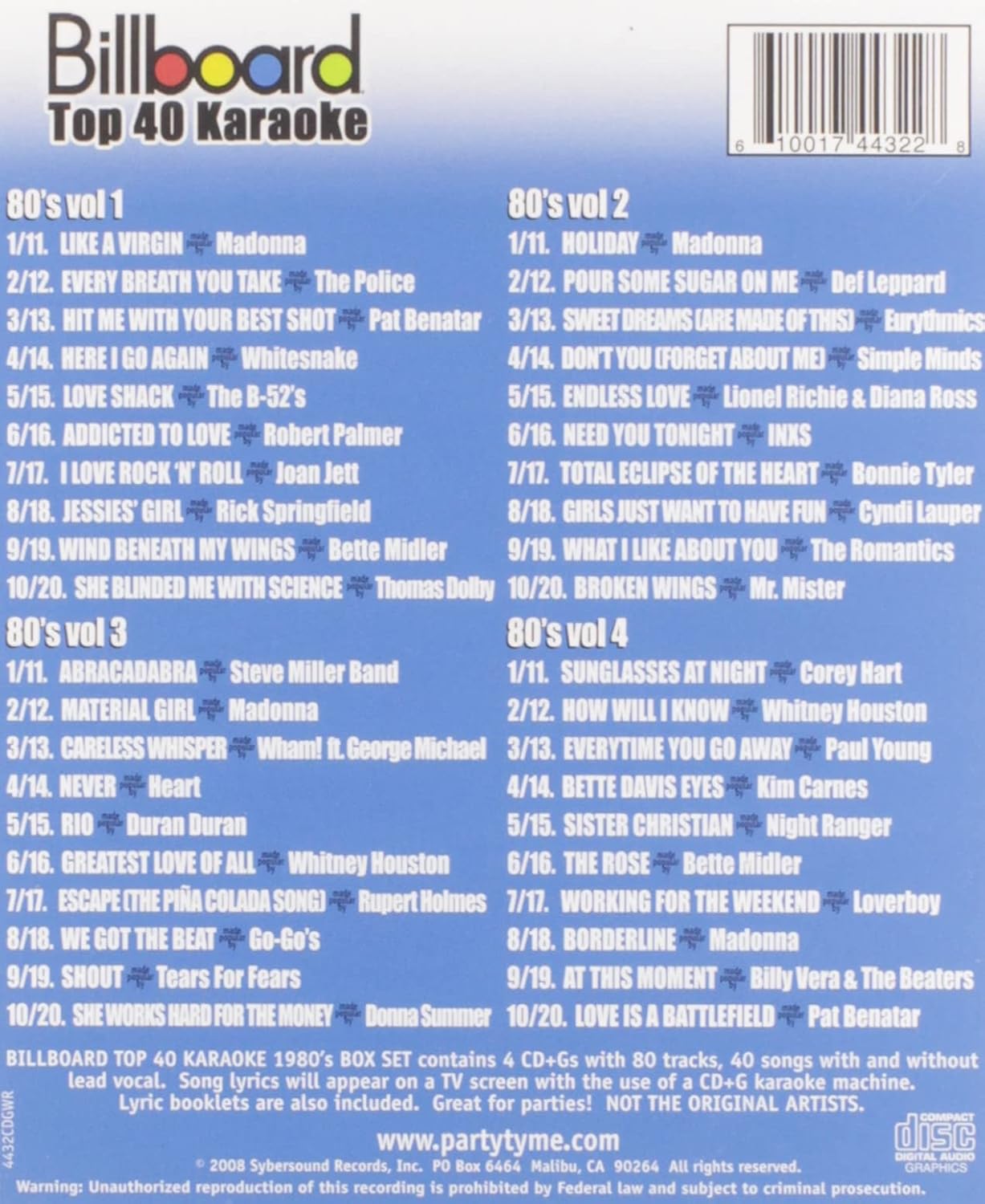 Billboard Top 40 Karaoke: 1980'S Box Set / Various