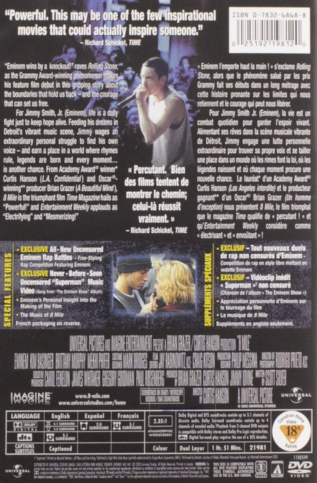 8 Mile - Eminem as Jimmy 'B-Rabbit' Smith; Kim Basinger as Stephanie Smith; Mekhi Phifer as David 'Future' Porter; DVD