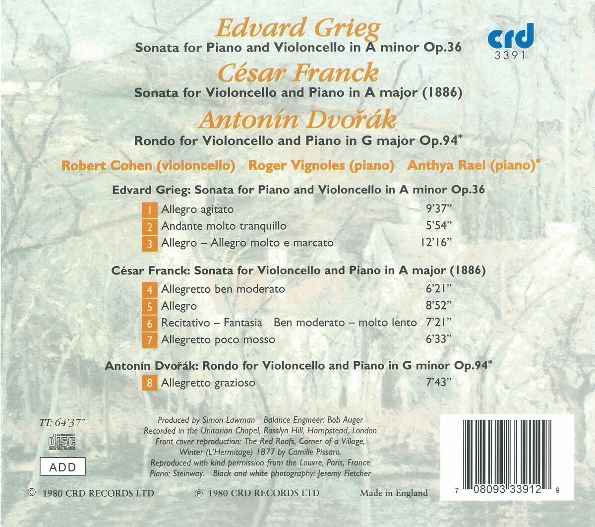 Edvard Grieg: Sonata for Piano and Violoncello in a Minor, Op. 36
