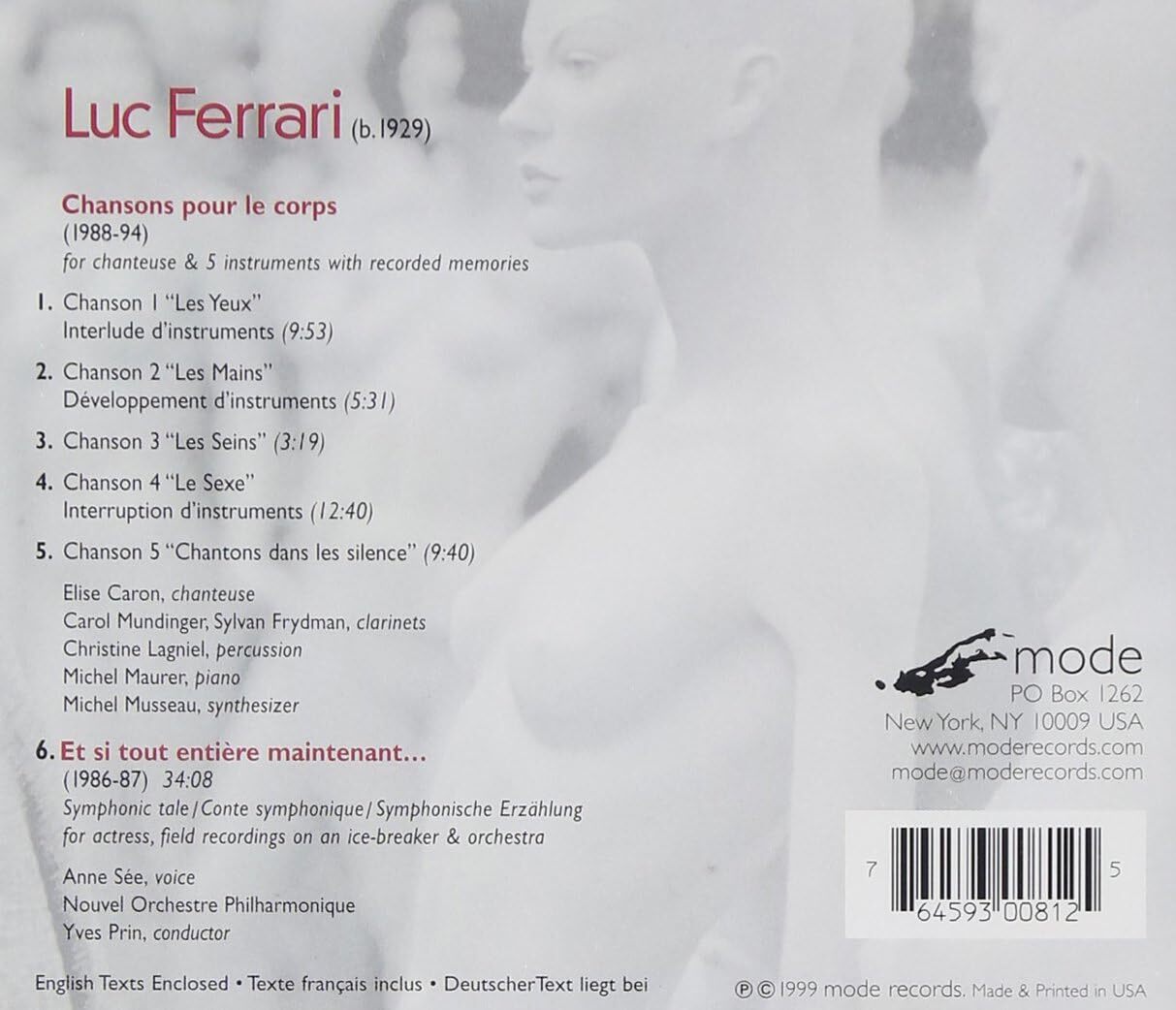 Luc Ferrari: Chansons Pour Le Corps/Et Si Tout Entière Maintenant