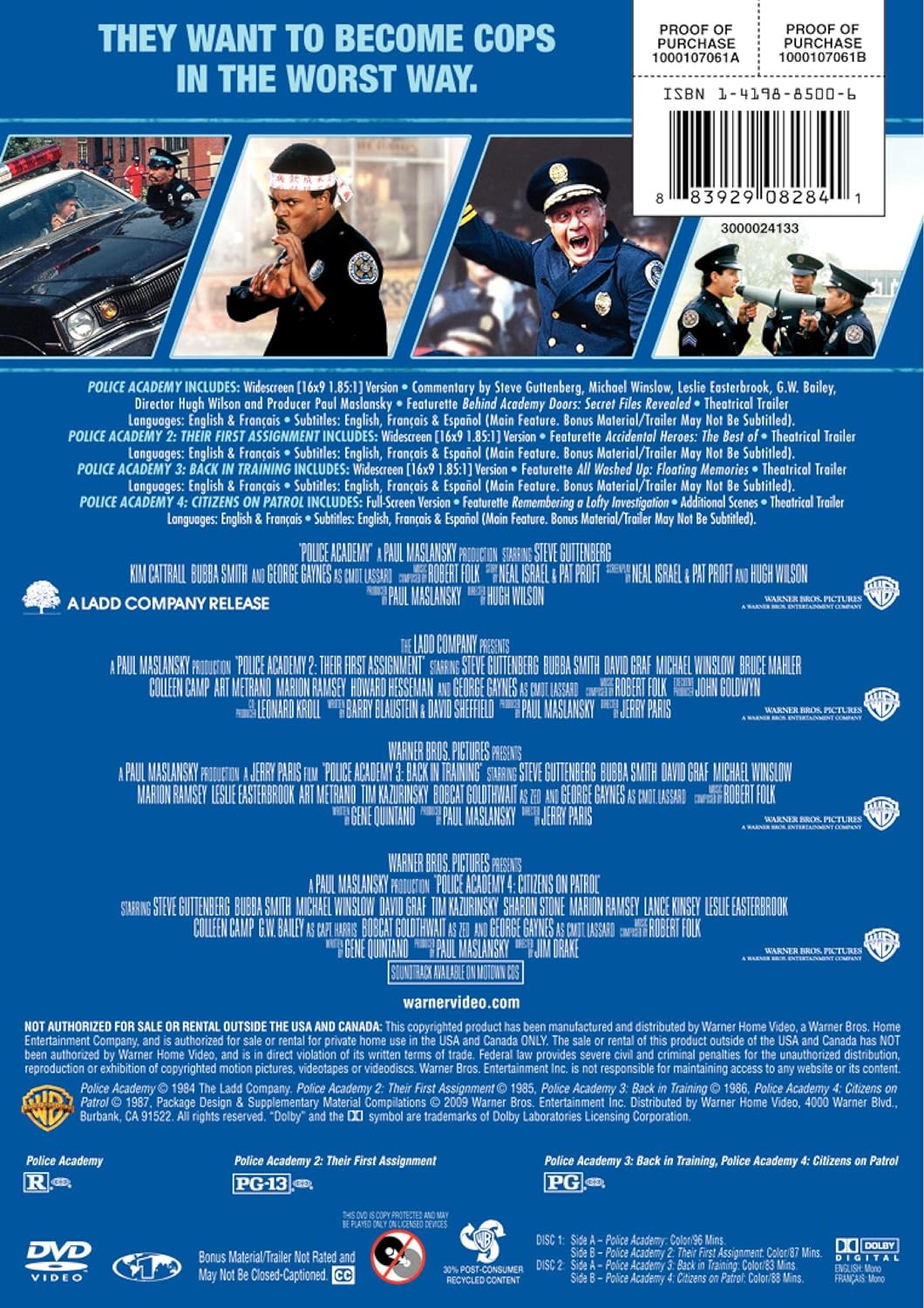4 Film Favorites: Police Academy (Police Academy, Police Academy 2, Police Academy 3, Police Academy 4