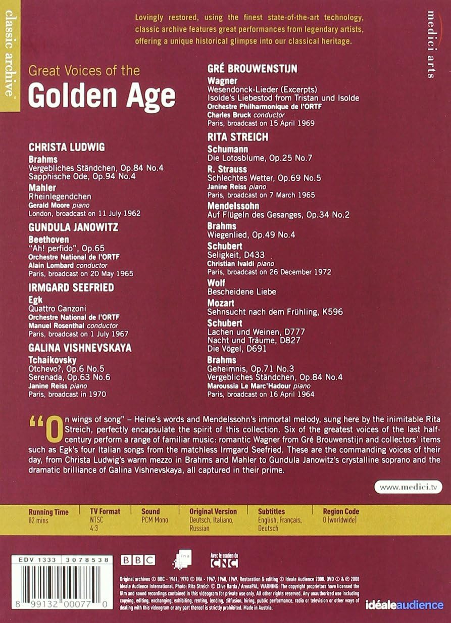 Great Voices of the Golden Age: Ludwig/Streich/Janowitz/Seefried/Vishnevskaya/Brouwenstijn