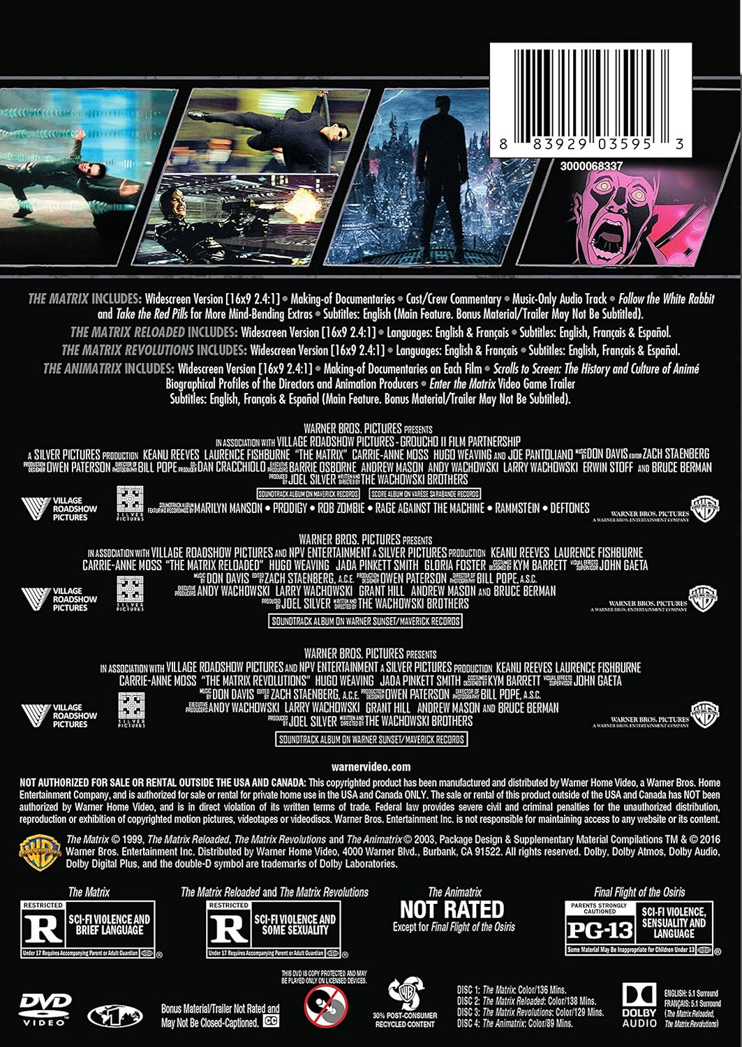 Matrix Collection: 4 Film Favorites