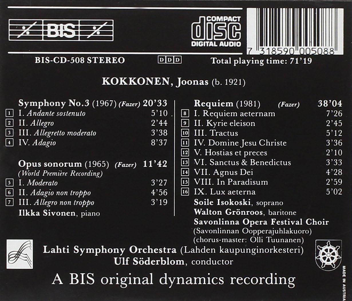 Symphony No. 3 (Soderblom, Lahti So, Gronroos)