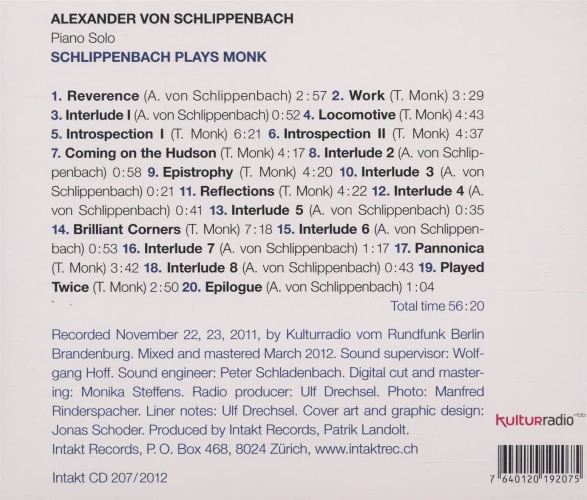 Schlippenbach Plays Monk