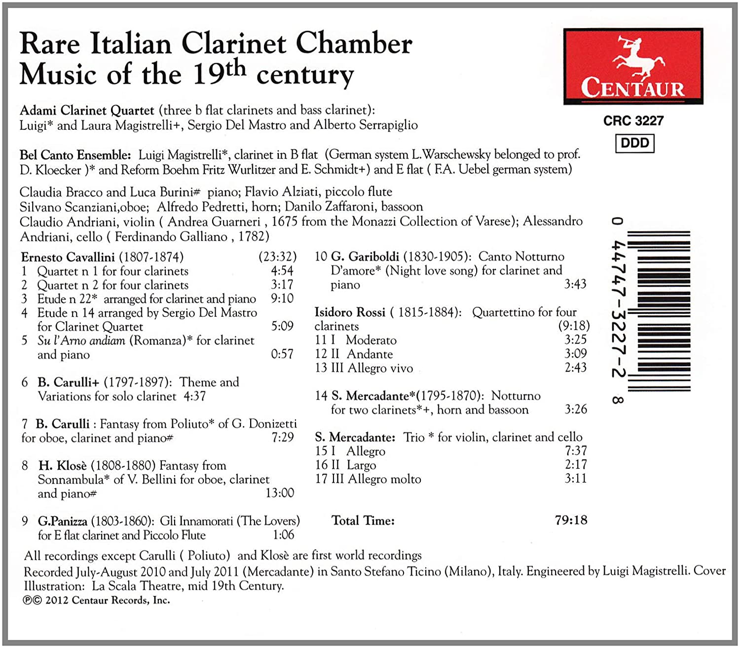 Adami Clarinet Quartet & Bel Canto Ensemble - Rare Italian Clarinet Chamber Music