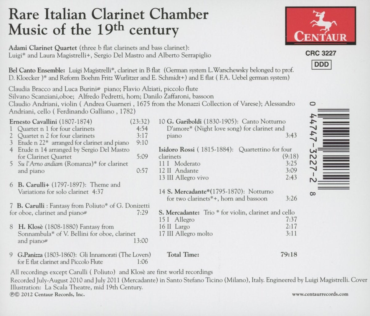 Adami Clarinet Quartet & Bel Canto Ensemble - Rare Italian Clarinet Chamber Music