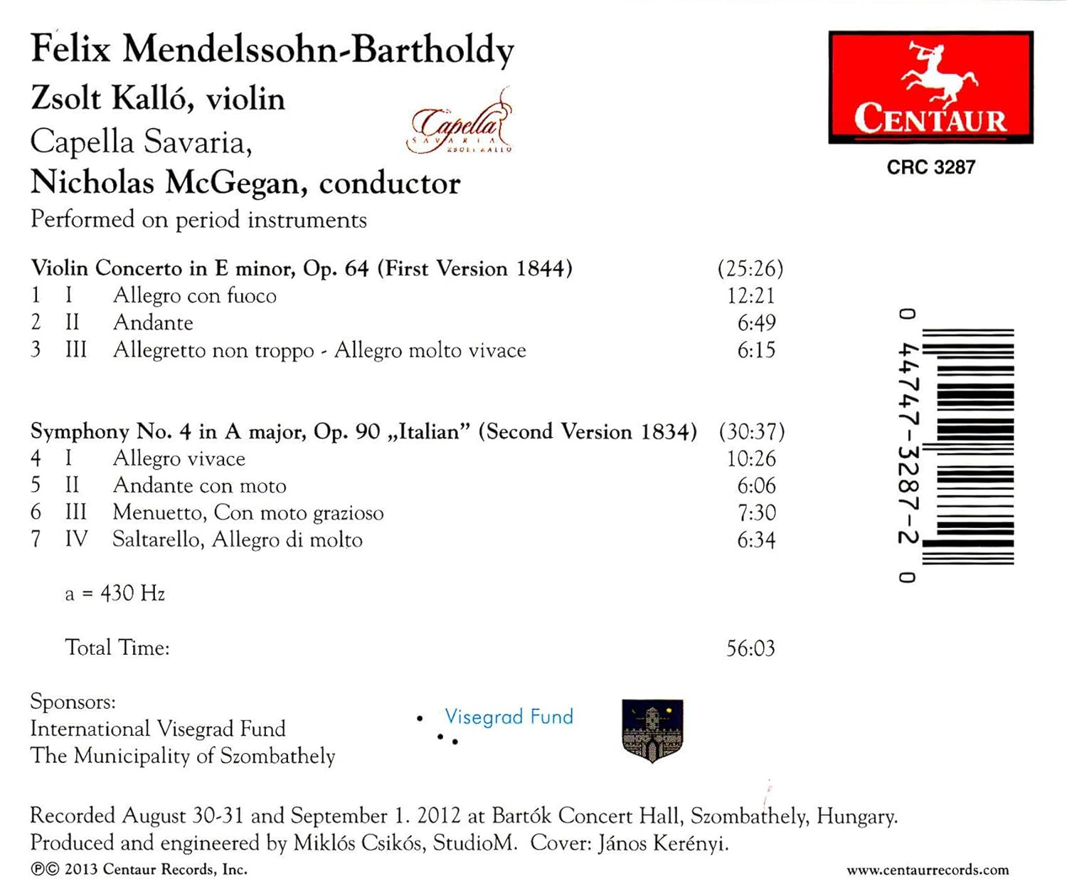 Mendelssohn: Violin Concerto & Symphony No. 4