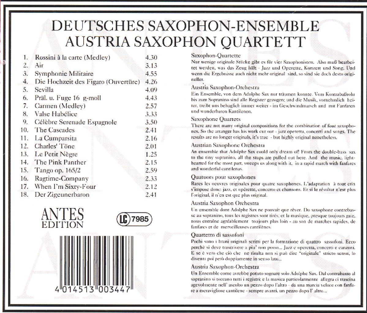 Music for Saxophone Quartets