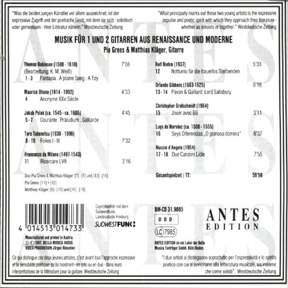 Music for 1 & 2 Guitars of Renaissance & Modern