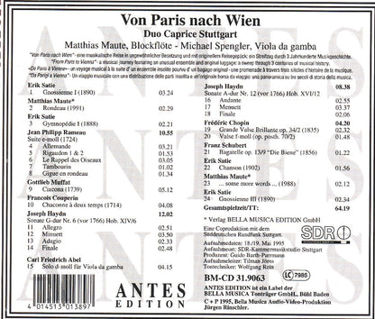 Paris to Vienna / Works from 3 C for Recorder