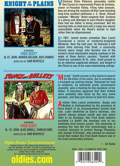 Fred Scott Double Feature: Knight of the Plains / Songs and Bullets