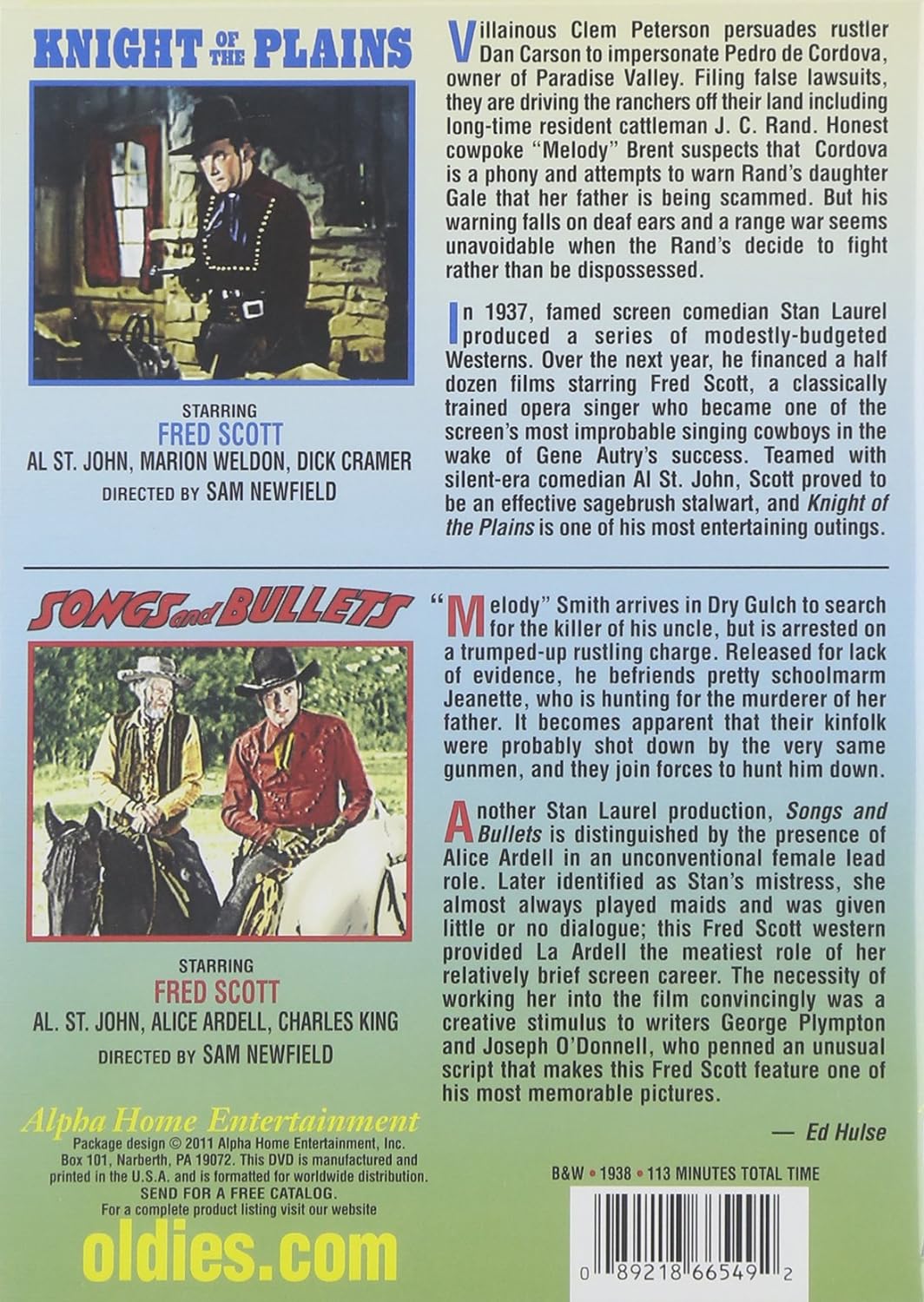 Fred Scott Double Feature: Knight of the Plains / Songs and Bullets