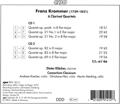 6 Clarinet Quartets (Klocker, Consortium Classicum)