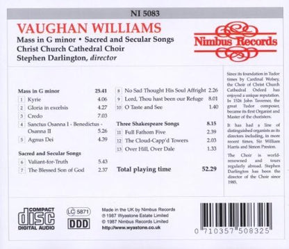 Mass in G Minor, Three Shakespeare Songs, Sacred and Secular