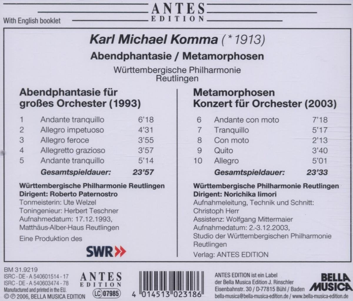 Komma: Abendphantasie for Orchestra / Metamorphosen