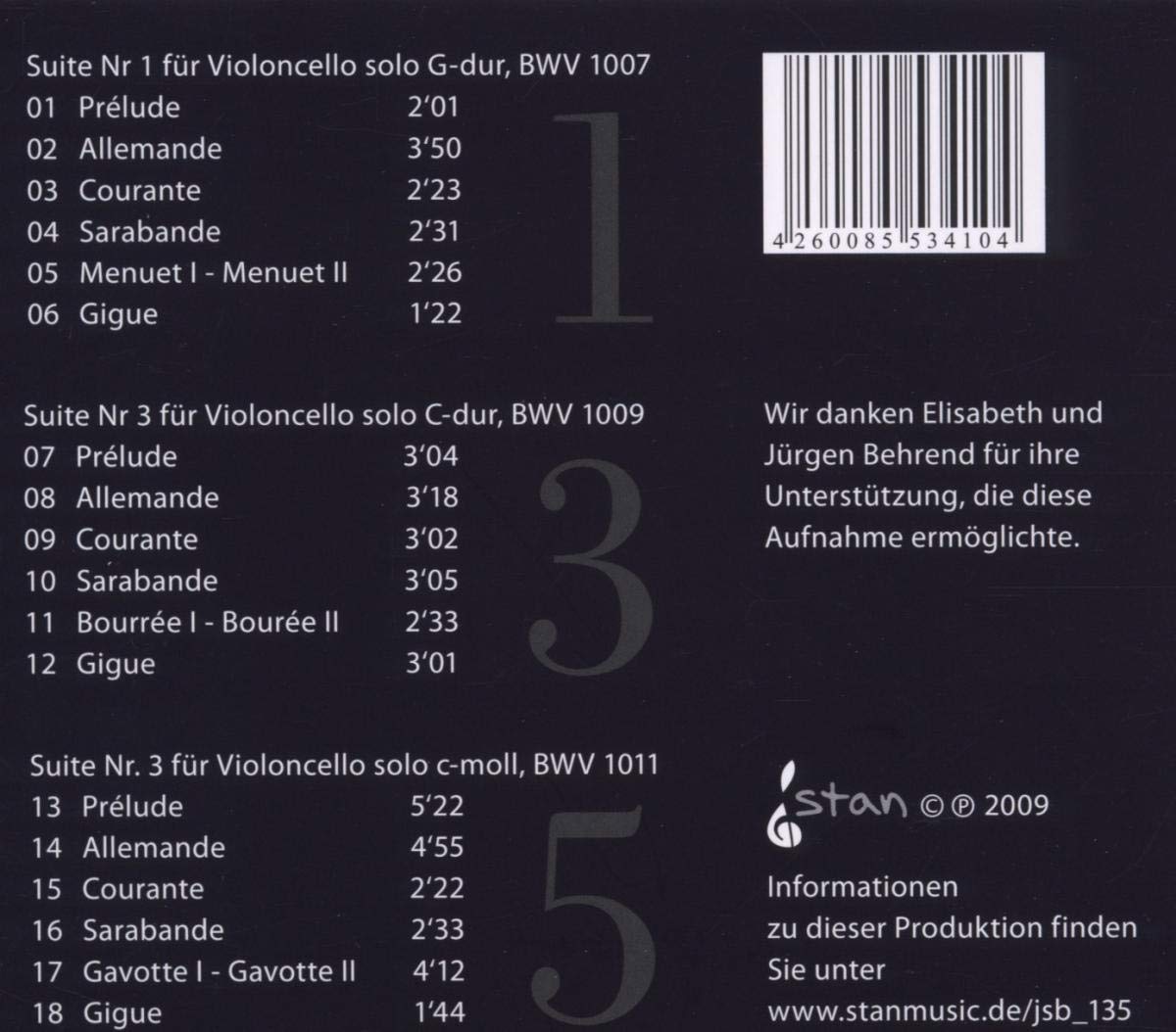 Jsb 135: Cello Suites