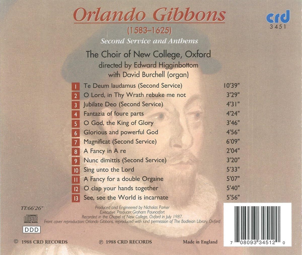 Orlando Gibbons: Second Service and Anthems