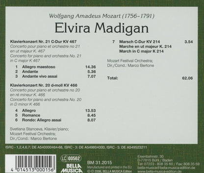 Elvira Madigan / Cto for PN / Orch No 20 21