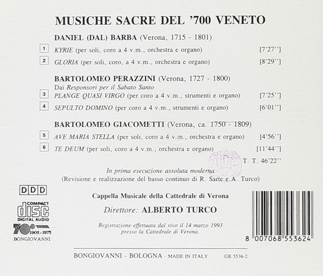 Musiche Sacre Del 700