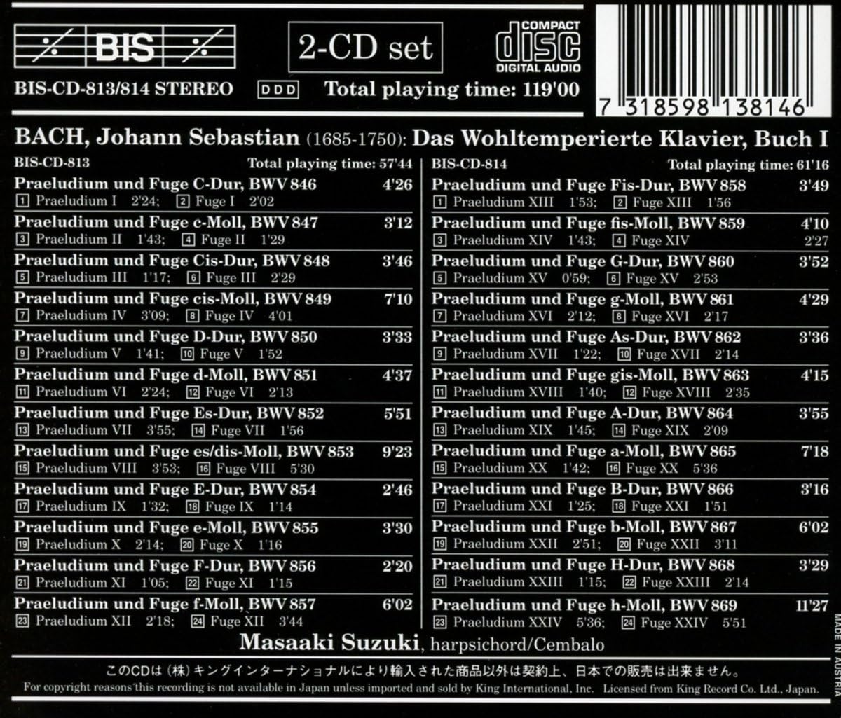 J.s.bach/well Tempered Clavier Book 1