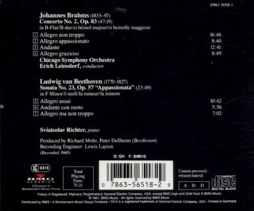 Brahms-Concerto N. 2 / Beethoven Appassionata