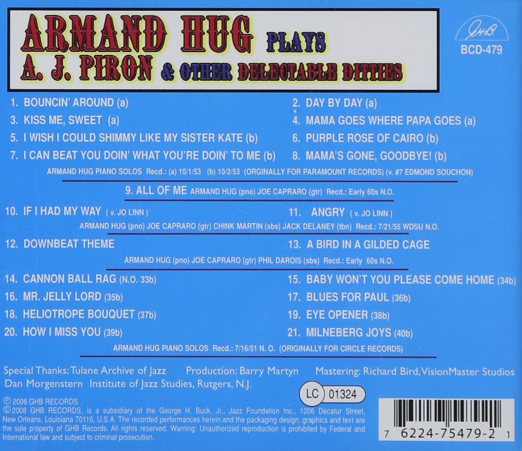 Armand Hug - Armand Hug Plays A.J. Piron & Other Delectable Ditties