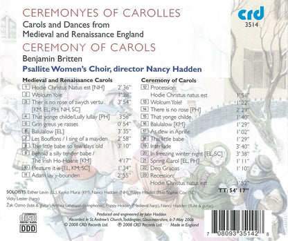 Benjamin Britten: Ceremonyes of Carolles: Carols and Dances from Medieval and Renaissance England