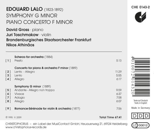 Lalo: Symphony in G Minor / Piano Concerto in F Minor / Scherzo / Romance-Serenade