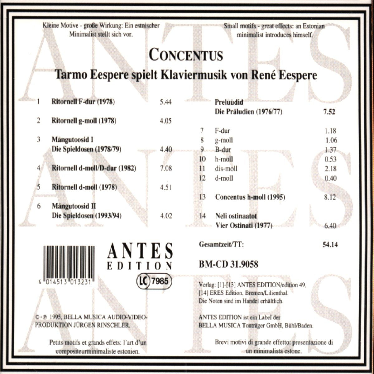 Concentus Eespere Piano Music
