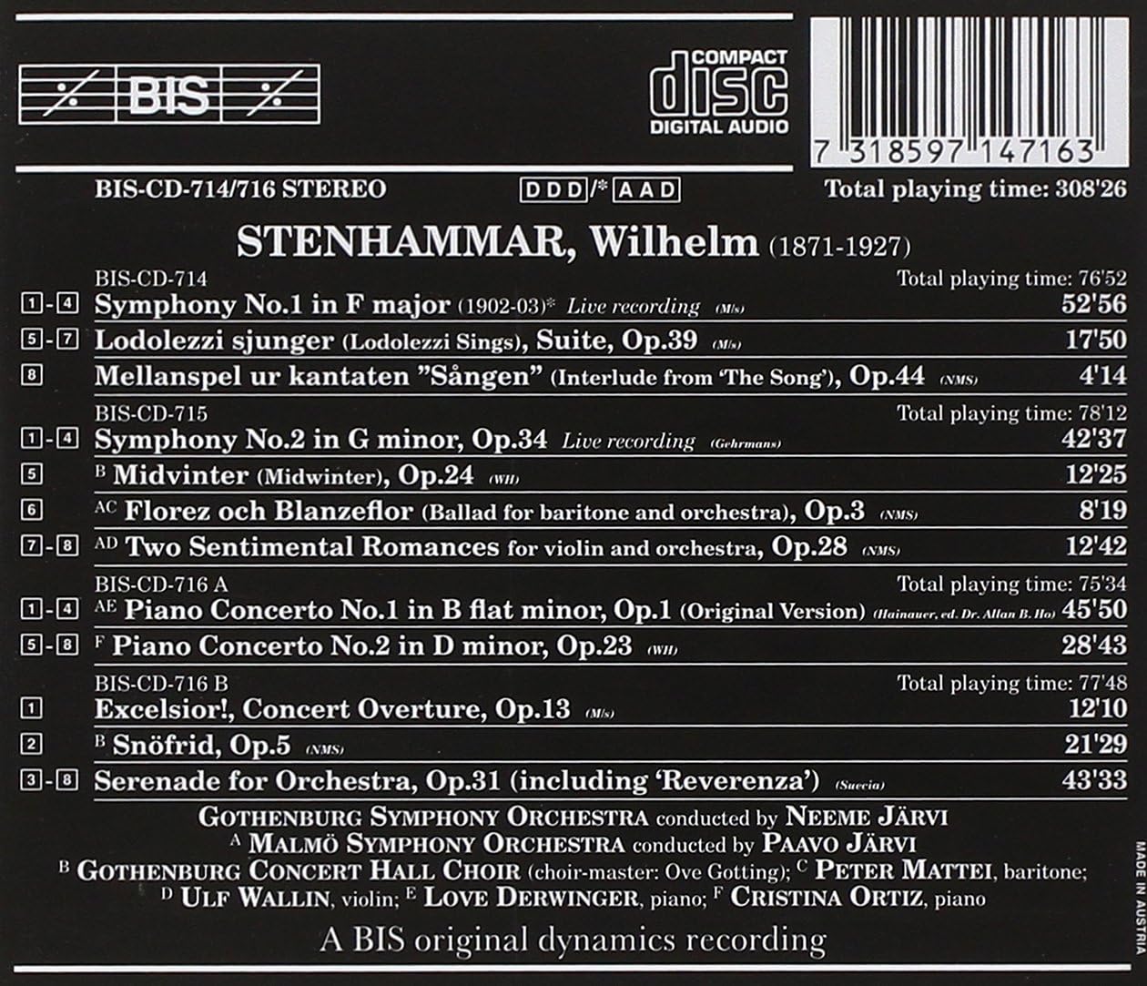 Stenhammar/2 Symphonies/2 Piano Cto