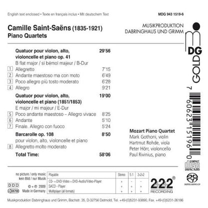Saint Saens: Piano Quartets