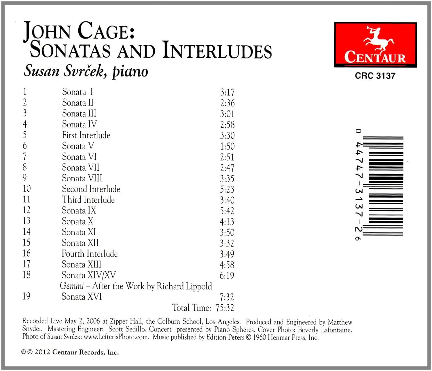 Susan Svrcek - Sonatas And Interludes