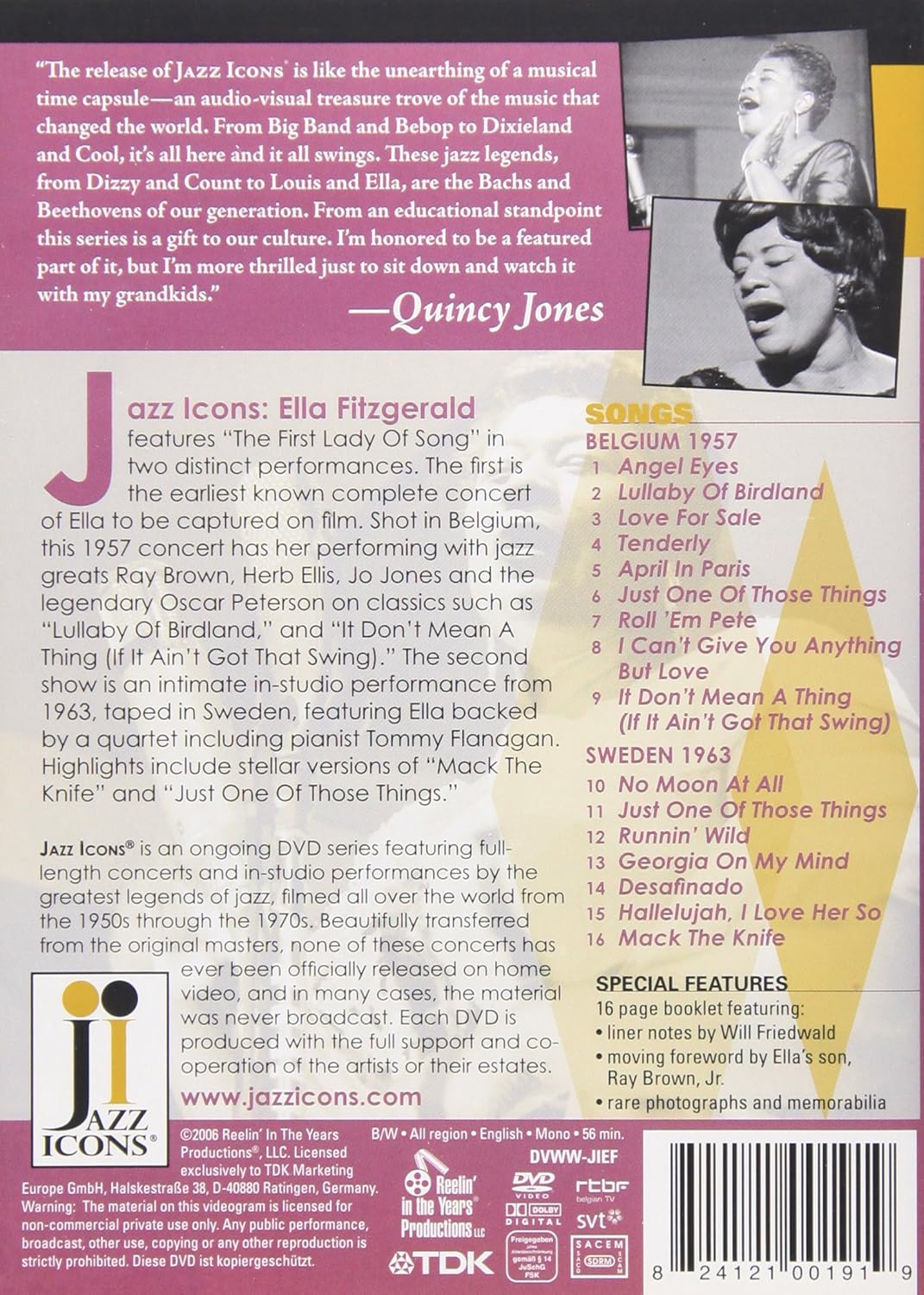 Ella Fitzgerald-Live In `57 & `63 -Dvd