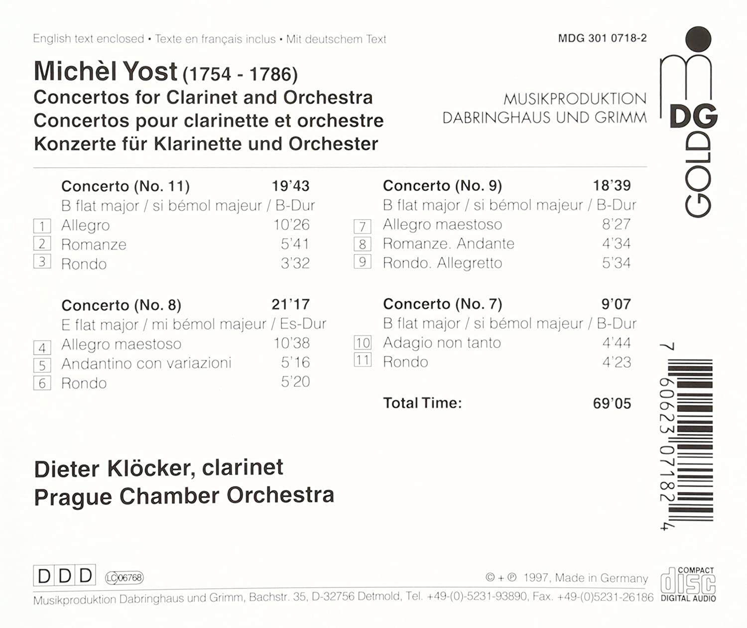 Michel Yost: Clarinet Concertos