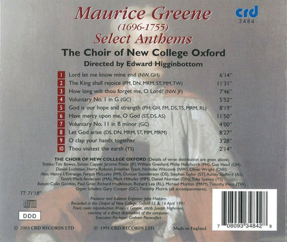 Maurice Greene: Select Anthems