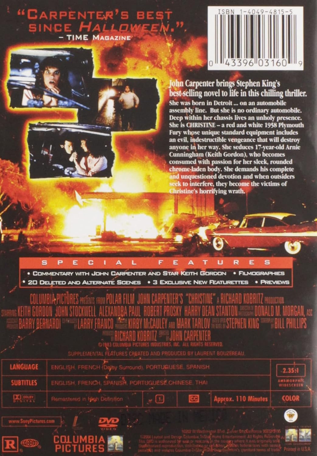 CHRISTINE (DVD/SE/WS 2.35 ANAMORPHIC/DSS/ENG-CH-TH-SUB/FR-SP-PO-BOTH