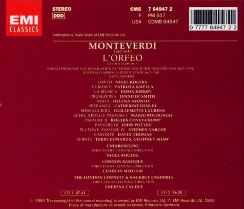 Monteverdi: L'orfeo (Gesamtaufnahme) (ital.)