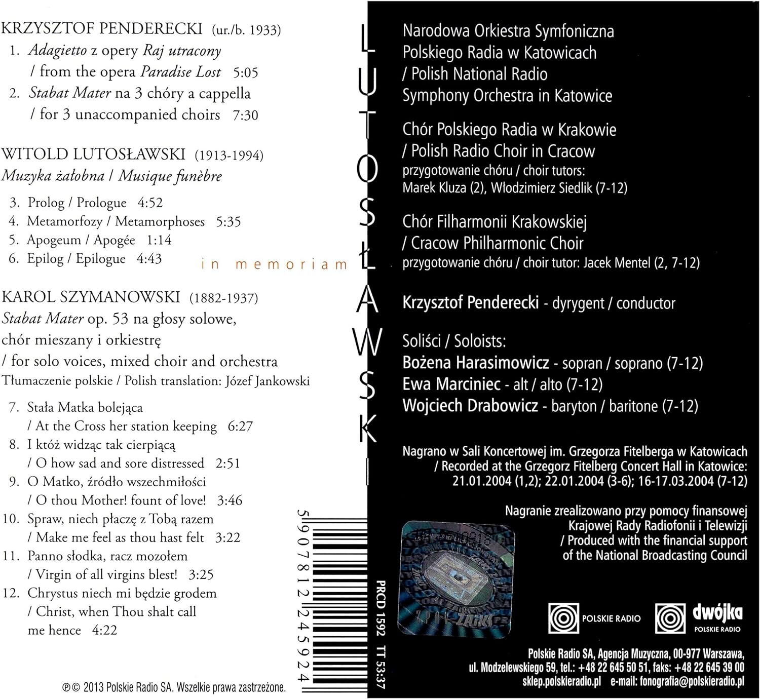 Witold Lutoslawski: Witold Lutosławski: In Memoriam (digipack)