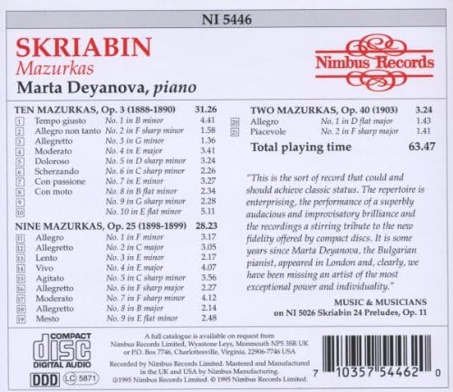 Mazurkas Op. 3, Op. 25, Op. 40 (Deyanova)