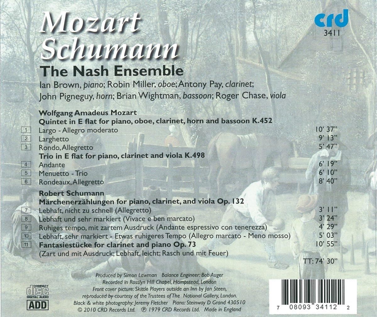 Mozart: Wind Quintet in E Flat, K452/Clarinet Trio in E Flat...